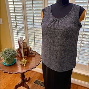 Lands' End Black and White Sleeveless Scoop-Neck Tank